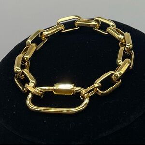 Chunky 18k Gold Plated Carabiner Link Bracelet, Stainless Steel Chain
